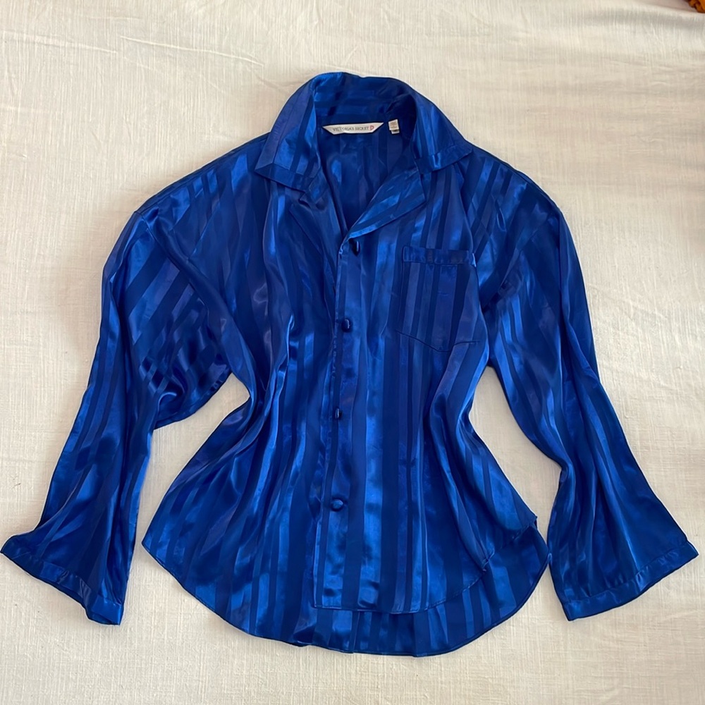 Striped blue Victoria Secret long sleeve button down